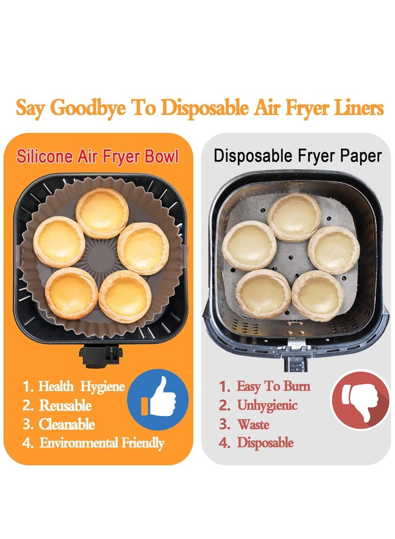 Reusable Non-Stick Silicone Air Fryer Pot Set - 3 Pcs Parchment Paper Liners for Baking, Roasting, and Microwave Use - Perfect for Air Fryers and Ovens