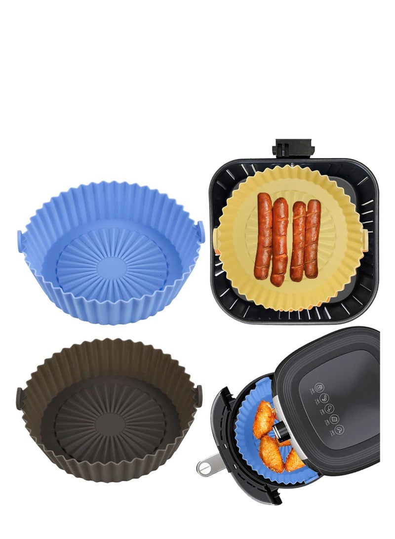 Reusable Non-Stick Silicone Air Fryer Pot Set - 3 Pcs Parchment Paper Liners for Baking, Roasting, and Microwave Use - Perfect for Air Fryers and Ovens