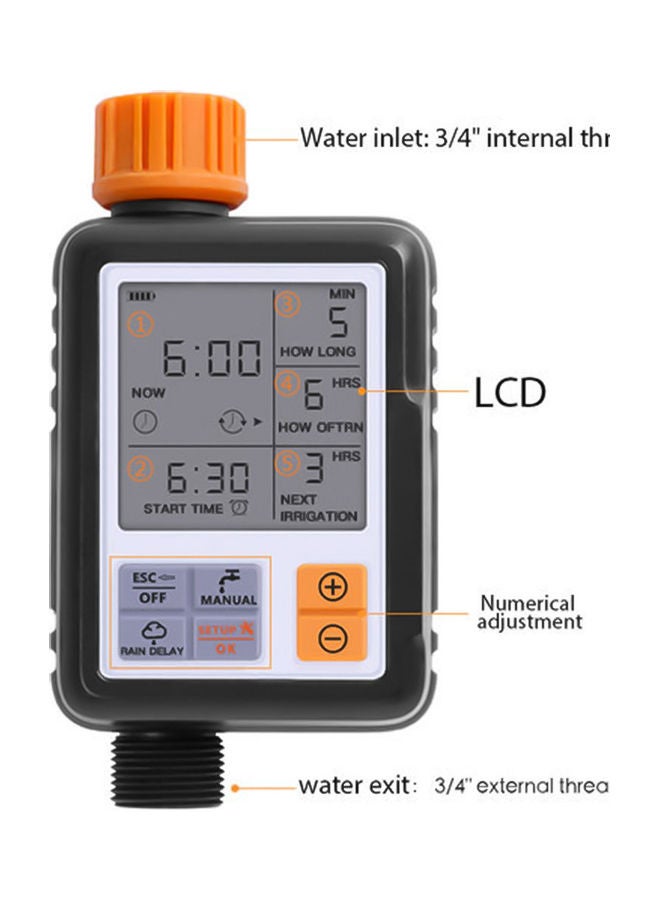 Large Screen Automatic Watering Timer Black/Orange