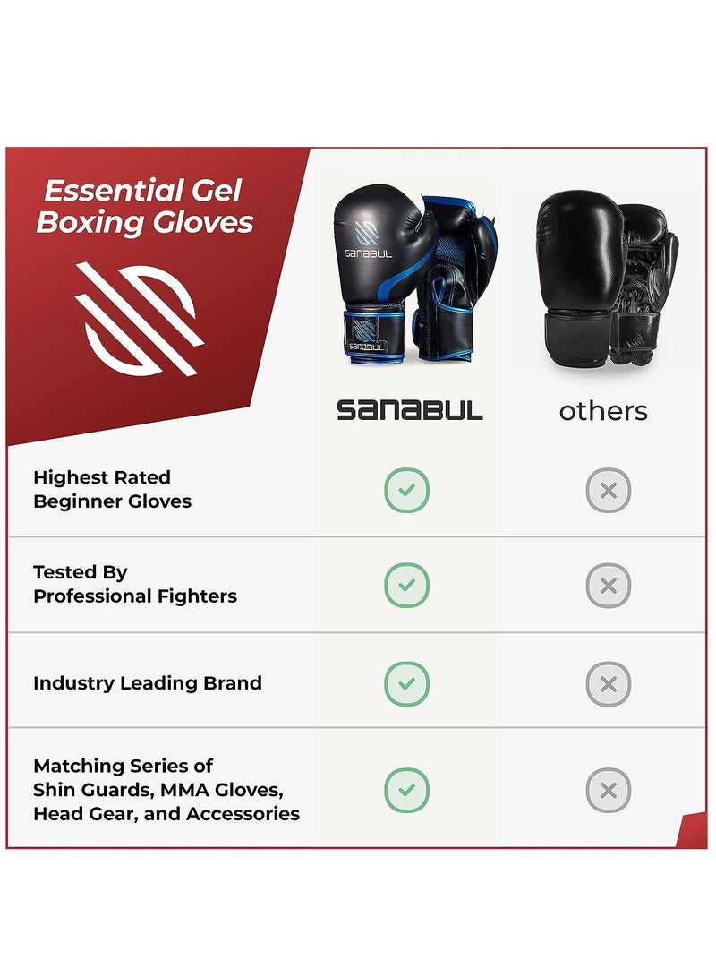 Essential Gel Boxing Gloves | Pro-Tested Kickboxing Gloves for Men and Women | Ideal for Boxing, MMA, Muay Thai, and Heavy Bag Training Black/Orange