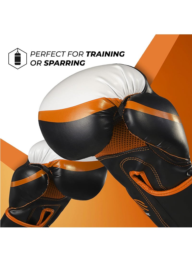 Essential Gel Boxing Gloves | Pro-Tested Kickboxing Gloves for Men and Women | Ideal for Boxing, MMA, Muay Thai, and Heavy Bag Training Black/Orange