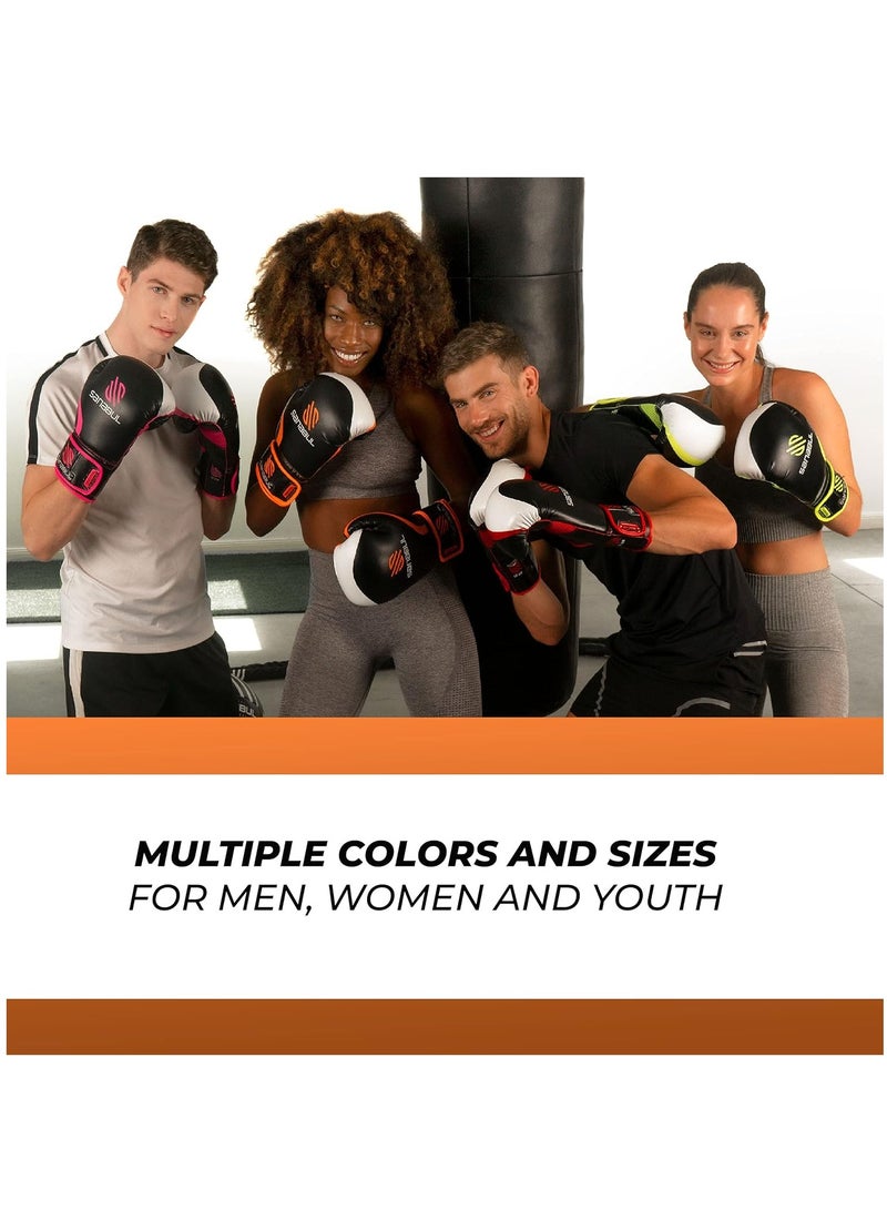 Essential Gel Boxing Gloves | Pro-Tested Kickboxing Gloves for Men and Women | Ideal for Boxing, MMA, Muay Thai, and Heavy Bag Training Black/Orange