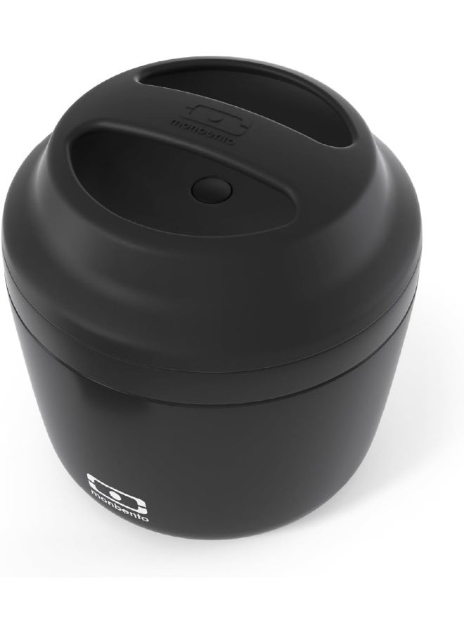 monbento - MB Element Black Onyx Insulated Lunch Box - Leakproof and Insulated Container Keeps Food hot/Cold - BPA Free - Food Grade Safe