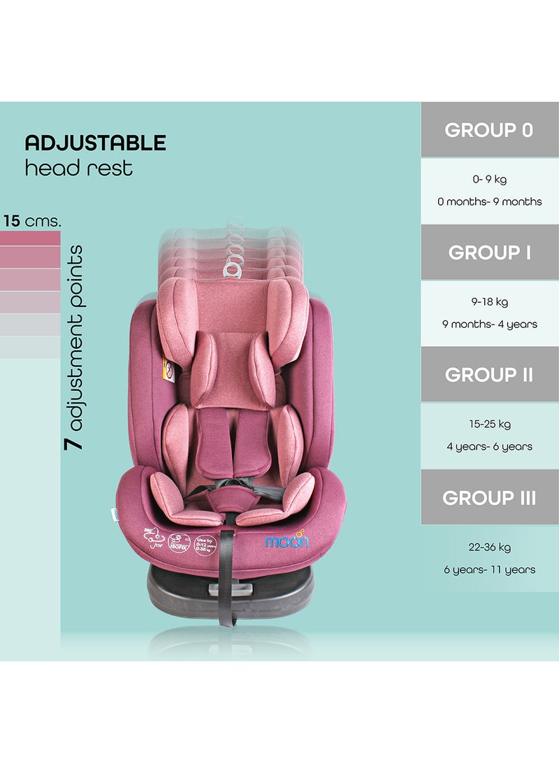 Rover -Baby/Infant Car seat Group:(0+,1,2,3) (0-12 years) 360° Rotate - Pink