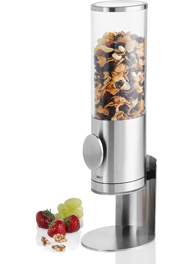 AdHoc CS11 DEPOSITO Cereal Dispenser, Cereal Storage/Container, Stainless Steel/Acrylic, Removable Stand, (H)425mm x (D)150mm | Clear/Silver