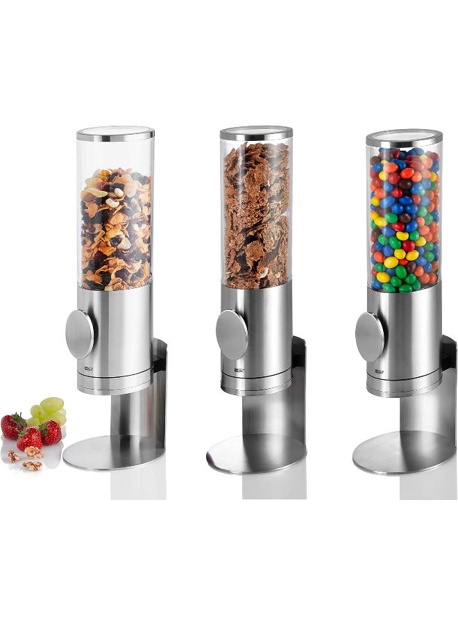 AdHoc CS11 DEPOSITO Cereal Dispenser, Cereal Storage/Container, Stainless Steel/Acrylic, Removable Stand, (H)425mm x (D)150mm | Clear/Silver