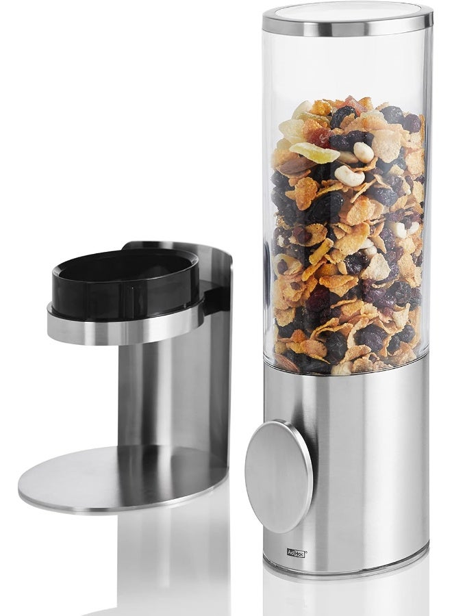 AdHoc CS11 DEPOSITO Cereal Dispenser, Cereal Storage/Container, Stainless Steel/Acrylic, Removable Stand, (H)425mm x (D)150mm | Clear/Silver