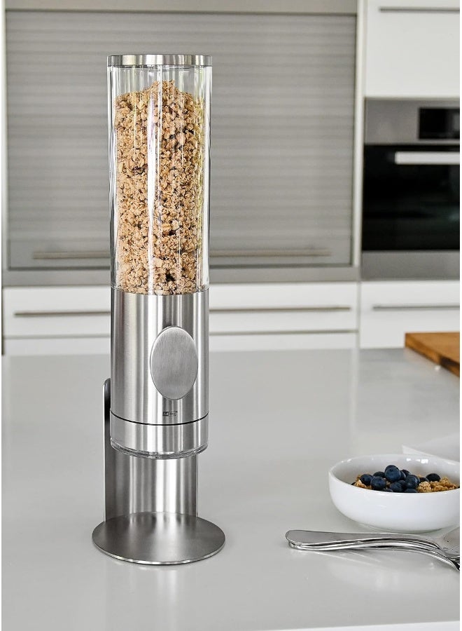 AdHoc CS11 DEPOSITO Cereal Dispenser, Cereal Storage/Container, Stainless Steel/Acrylic, Removable Stand, (H)425mm x (D)150mm | Clear/Silver