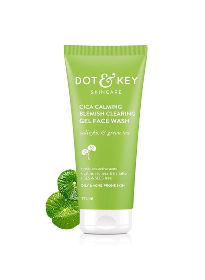 Dot & Key CICA Face Wash for Acne Prone Skin, 2% Salicylic Acid Face Wash with Green Tea | For Oily & Sensitive Skin | Sulphate Free Face Wash for Men & Women | Oil Control Face Wash with Zinc | 175ml