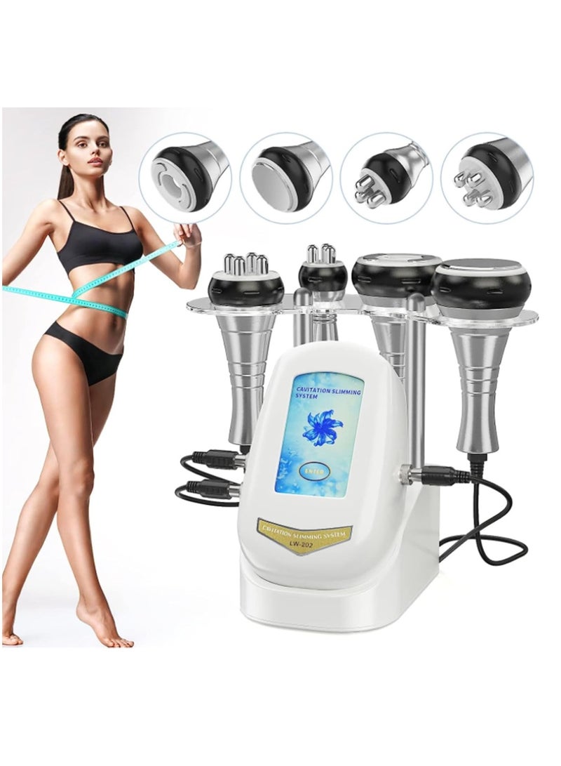 Portable 4 in 1 Cavitation Vacuum RF Machine 40K Cavitation Slimming RF Body Tripolar RF Head for Spa/Home Facial Machine