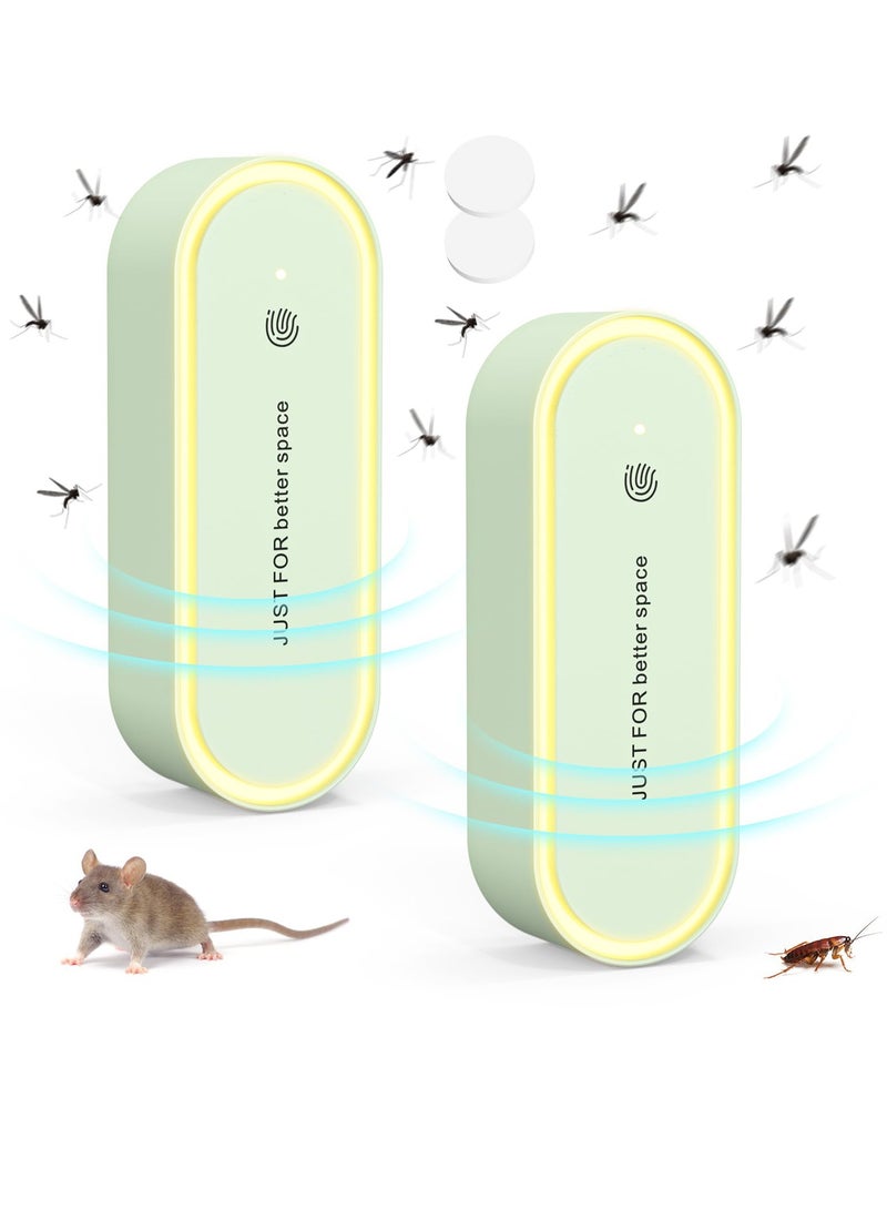 Ultrasonic Pest Repeller, Pack of 2, Mosquito and Mouse Repellent, Ultrasonic Electric Plug-In for Indoor Use, Effective Against Mosquitoes, Mice, Spiders, Cockroaches, Insects, Fleas, and Moths