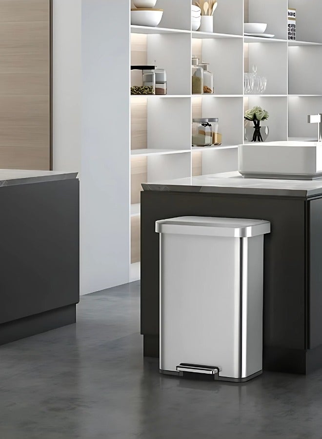 COZY SERIES | 45L Step Trash Bin | Brushed Stainless Steel Finish | Soft-Closing Lid | Fingerprint-Resistant | Versatile Waste Solution for Homes, Offices & Communal Areas | Durable, Elegant Design for Easy Waste Disposal