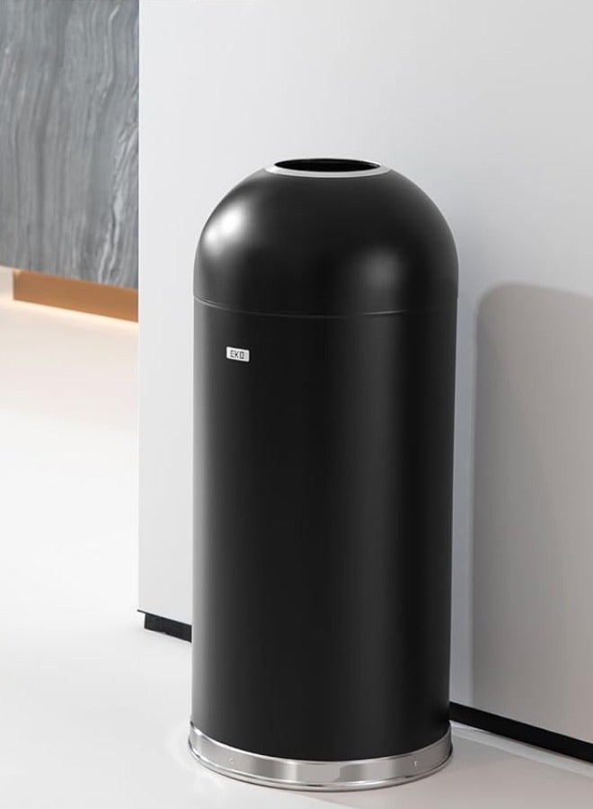 ETERNAL SERIES | 30 Liters Open-Top Commercial Trash Bin | Matte Black, Brushed Stainless Steel, Fingerprint-Resistant Finish | Durable, Modern, Waste Bin for Office, Kitchen, Home, and Business Use