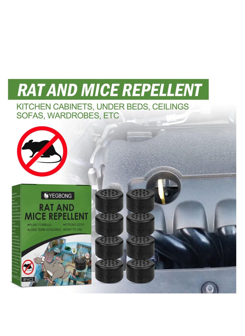 Mouse Repellent for Car, 8 Pcs Natural Mouse Repellent Peppermint Oil, for Repel Mice and Rats, Rodent Squrrels Repellent, Effective Repellent for Home, Car, Underhood, Garage, Indoor and Outdoor