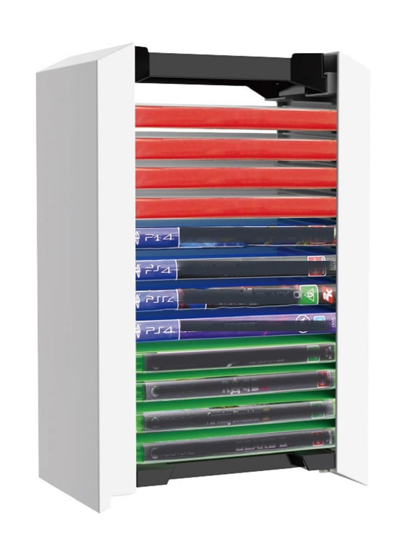 Game Storage Tower for PS5, Game Disc Box Storage Rack 12 Games Disc Holder Storage Shelf for PS5 Game Discs