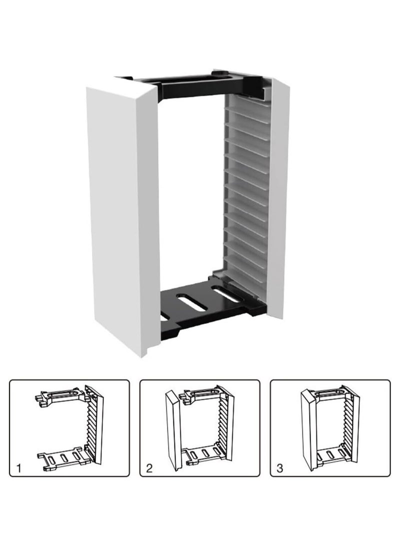 Game Storage Tower for PS5, Game Disc Box Storage Rack 12 Games Disc Holder Storage Shelf for PS5 Game Discs