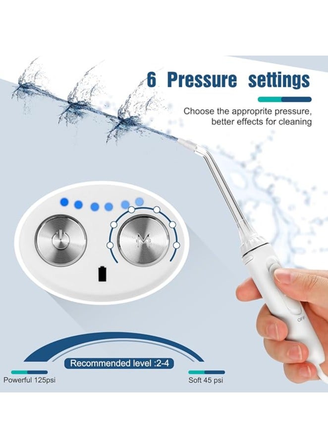 Water Flosser for Teeth, h2ofloss Oral Irrigator with 5 Jets 6 Modes IPX7 Waterproof Water Dental Flosser, Removable 420ml USB Recharged for 30 Days Use at Home Travel