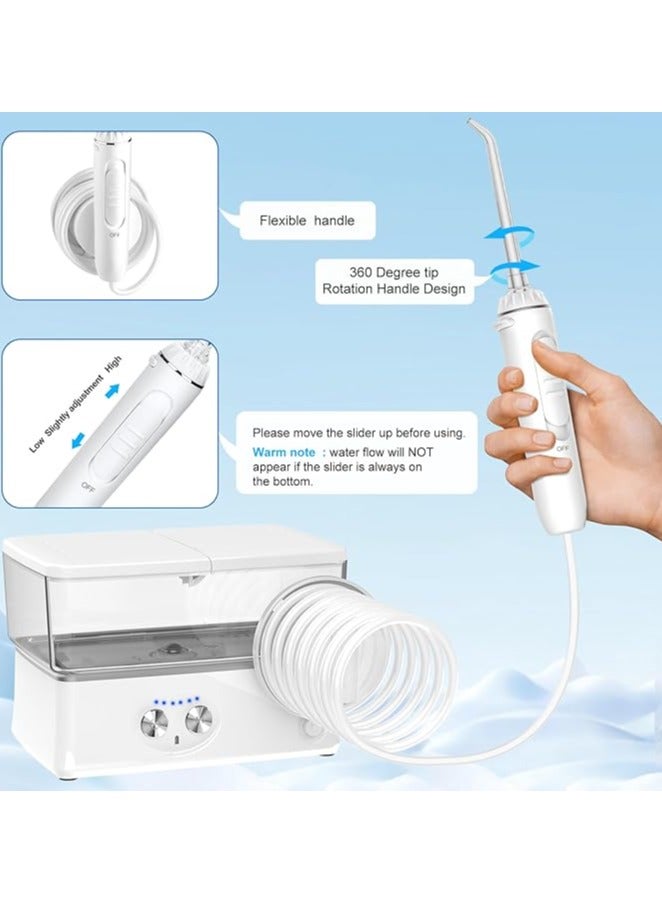 Water Flosser for Teeth, h2ofloss Oral Irrigator with 5 Jets 6 Modes IPX7 Waterproof Water Dental Flosser, Removable 420ml USB Recharged for 30 Days Use at Home Travel