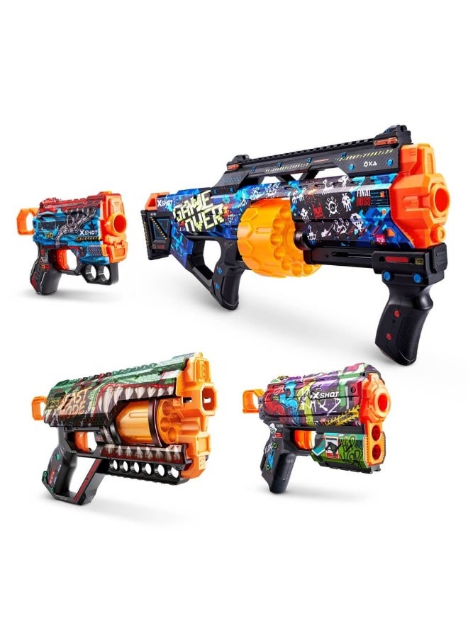 X-Shot Skins Last Stand, Griefer, Flux & Menace Blasters