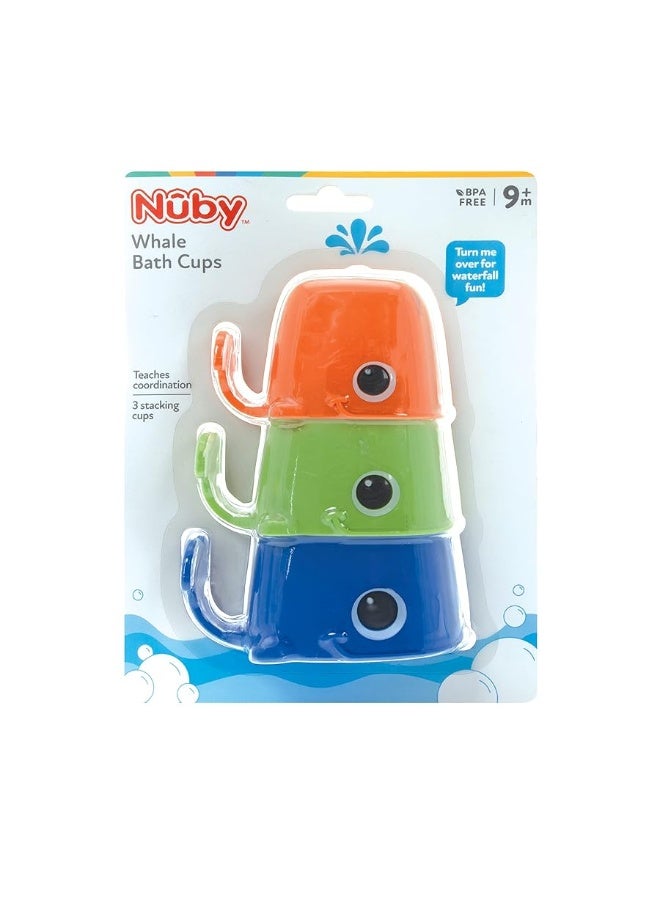 Nuby Whale Bath Cups  3 Stacking Cups  Baby Bath Toys for Boys and Girls 9 Months