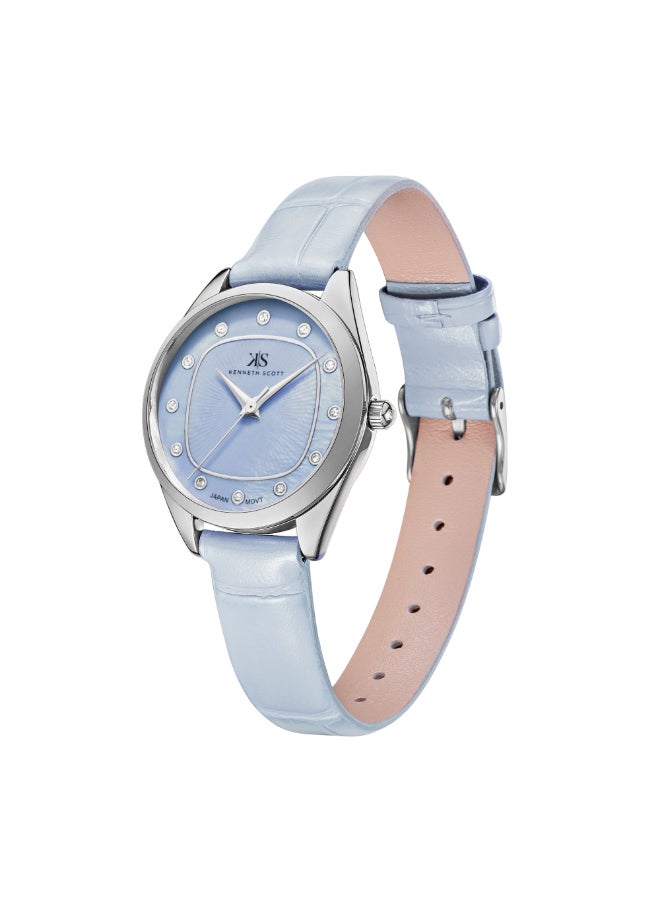 Kenneth Scott Women's Watch, Analog Display and Polyurethane Strap - K24508-SLLL, Blue