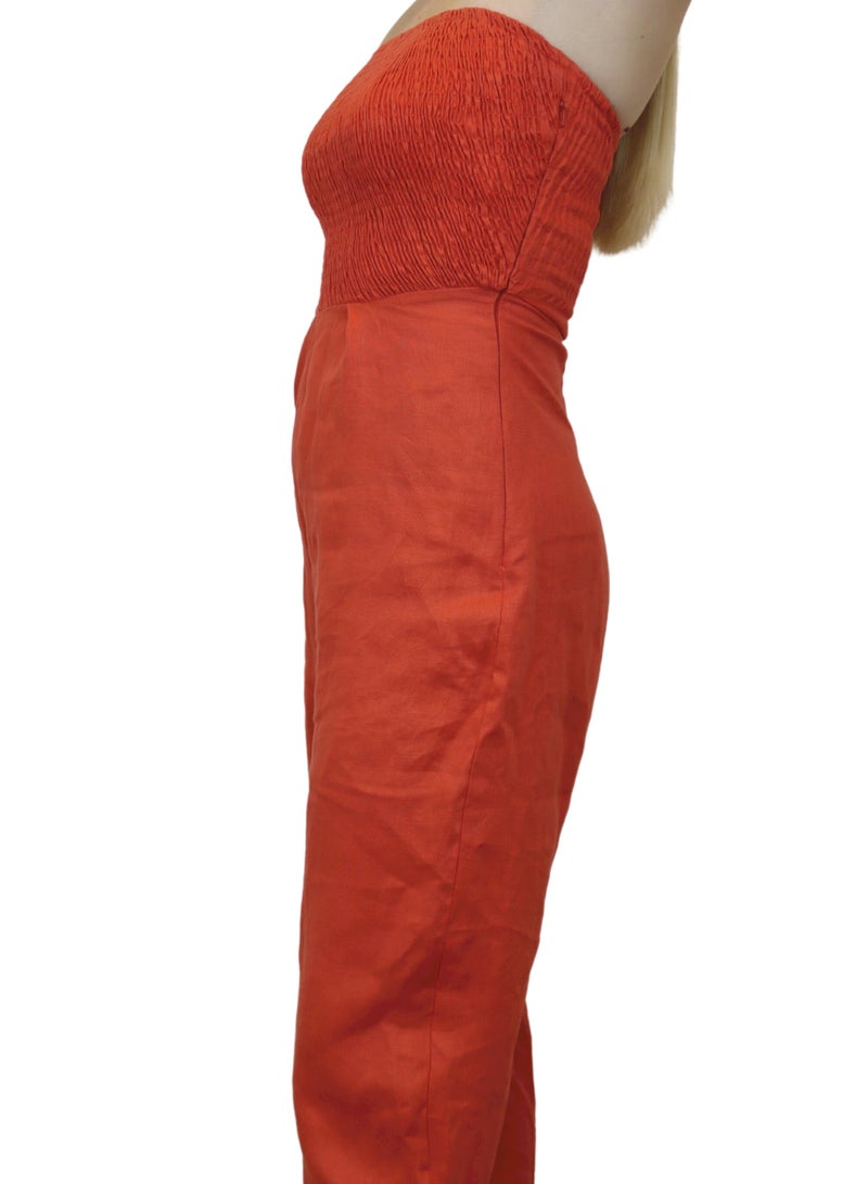 Linen strapless jumpsuit