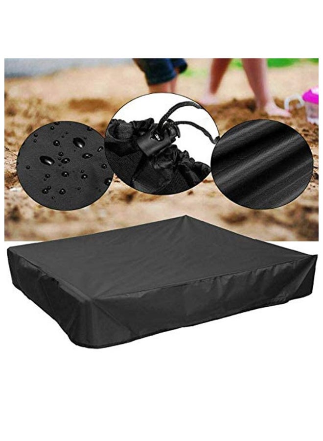 Sandbox Cover, Square Protective Cover for Sand and Toys Away from Dust and Rain, Sandbox Canopy with Drawstring, Sandpit Pool Cover 120/150/180/200CM Black