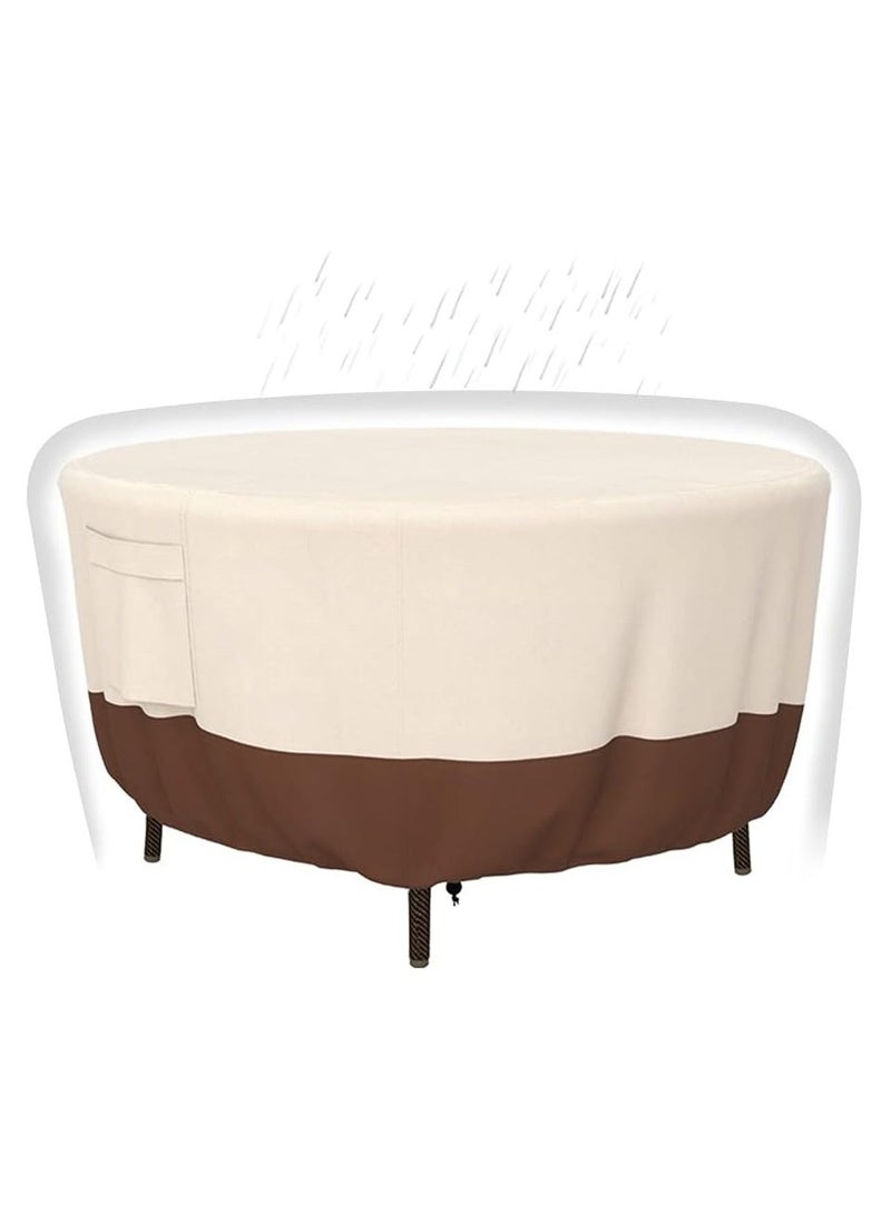 Round Patio Furniture Covers Heavy Duty Waterproof Outdoor Table Chair Set Covers Anti-Fading Cover Outdoor Dining Coffee Table Cover for Veranda Lawn Table Anti UV 127x28CM