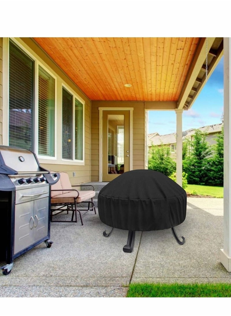 Fire Pit Cover Round for 56-86 cm, 420D Heavy Duty Outdoor Full Coverage Patio Fireplace Cover, Waterproof, Dustproof and Anti UV, Fit All Seasons(80 x 40cm, Black)