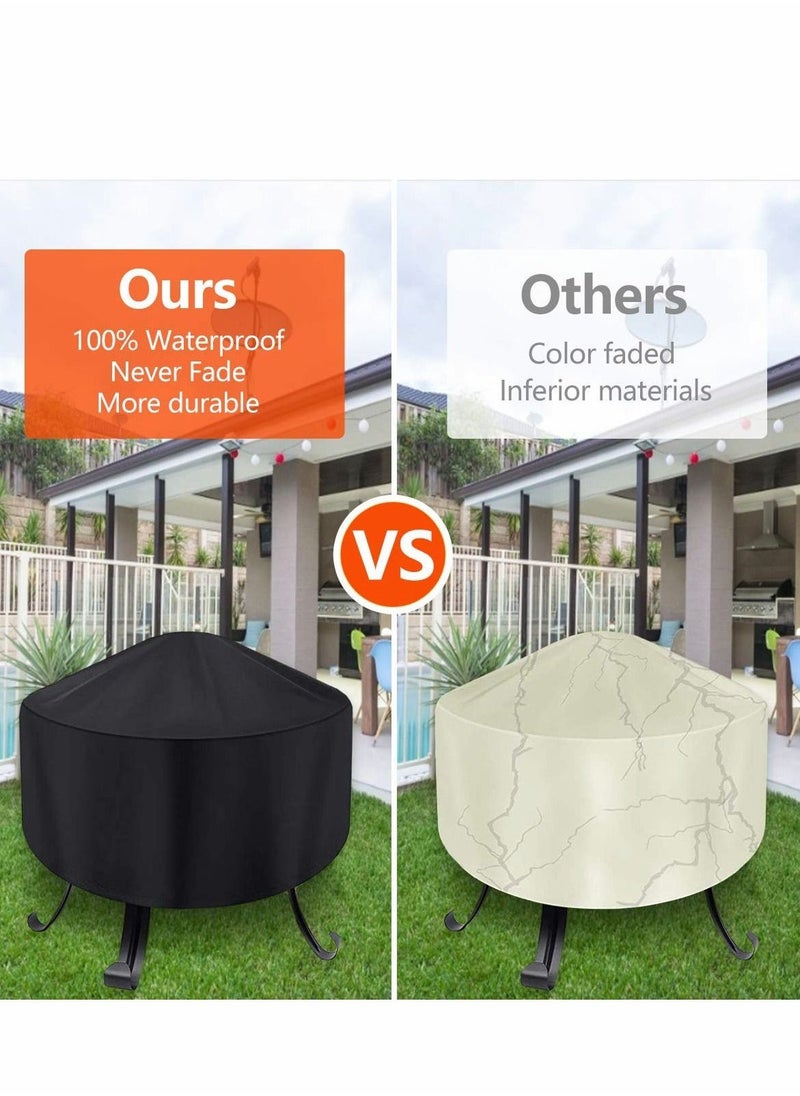 Fire Pit Cover Round for 56-86 cm, 420D Heavy Duty Outdoor Full Coverage Patio Fireplace Cover, Waterproof, Dustproof and Anti UV, Fit All Seasons(80 x 40cm, Black)