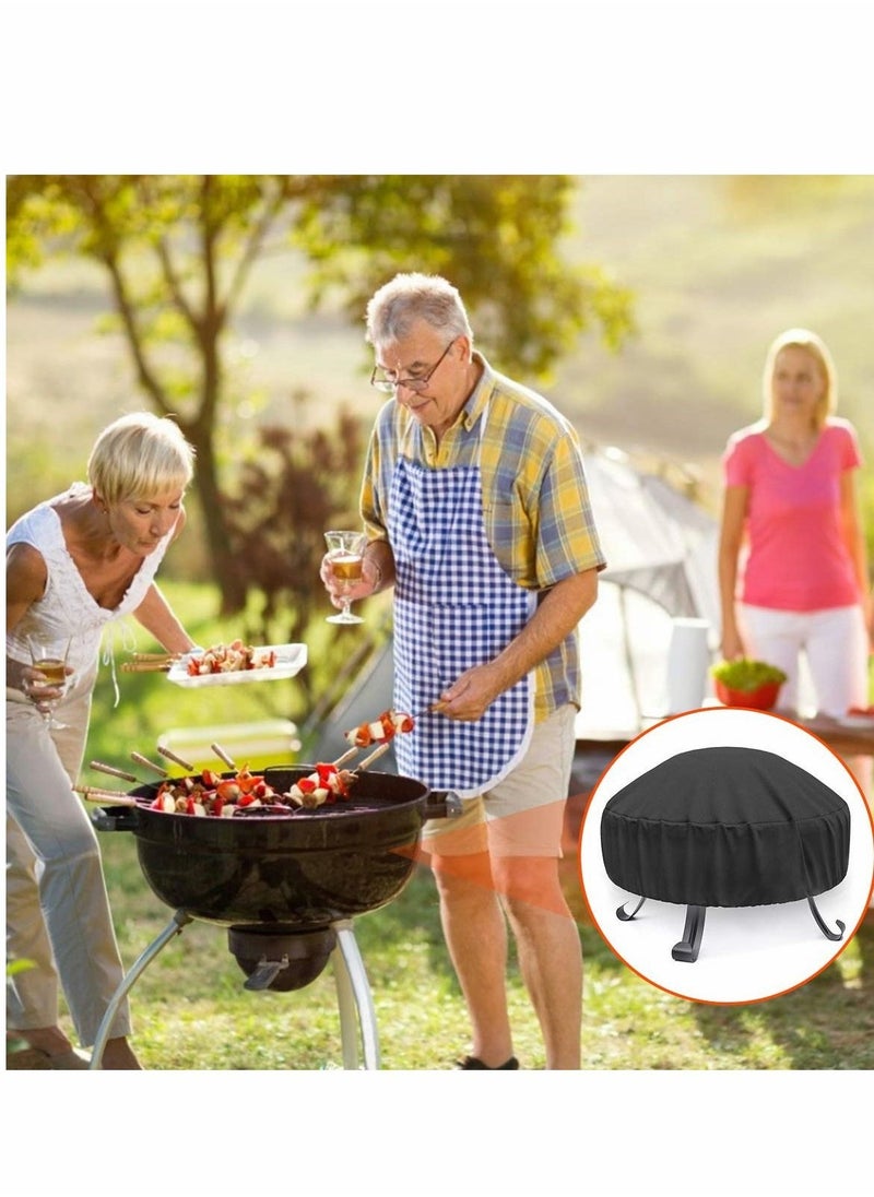 Fire Pit Cover Round for 56-86 cm, 420D Heavy Duty Outdoor Full Coverage Patio Fireplace Cover, Waterproof, Dustproof and Anti UV, Fit All Seasons(80 x 40cm, Black)