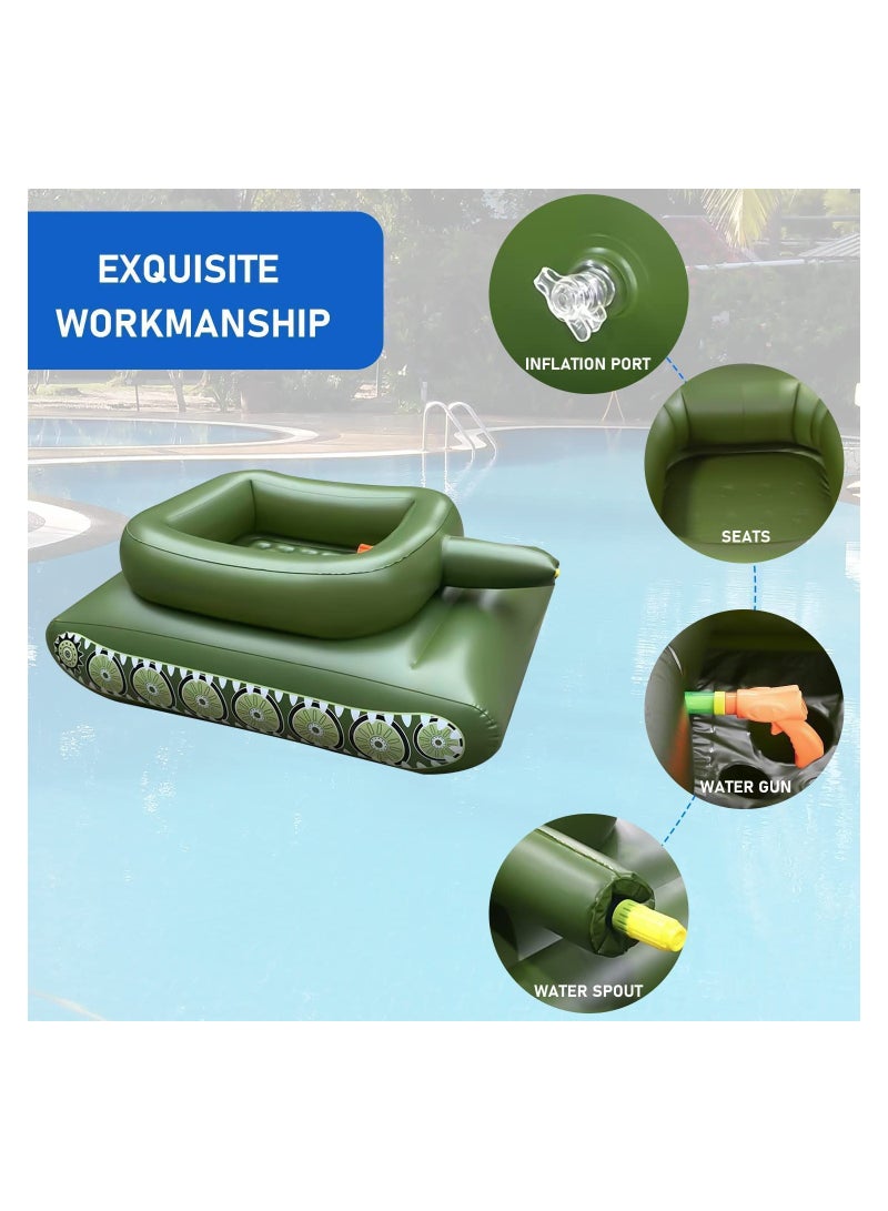 Float Pool Floaties Tank Sprinkling Toy with Squirt Gun for Kids Adult,Tank Inflatable for Pool Party Toys