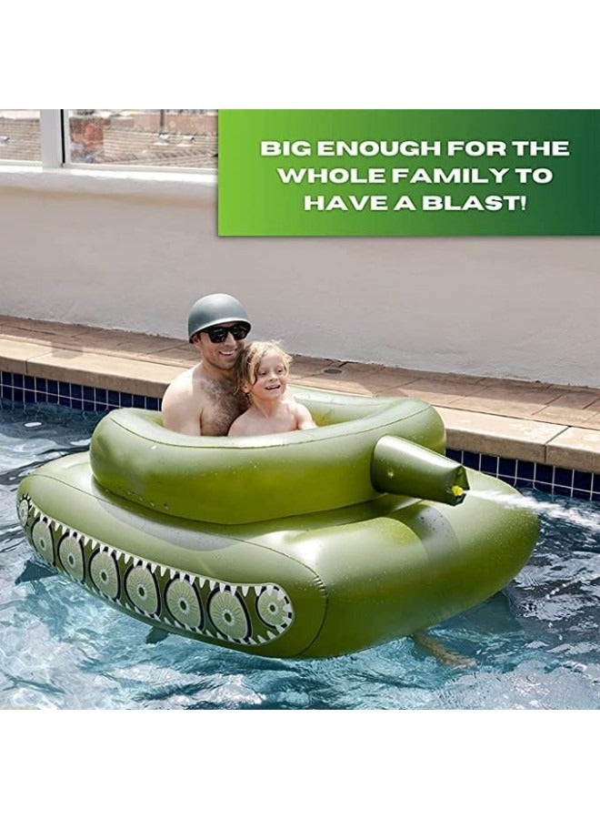 Float Pool Floaties Tank Sprinkling Toy with Squirt Gun for Kids Adult,Tank Inflatable for Pool Party Toys
