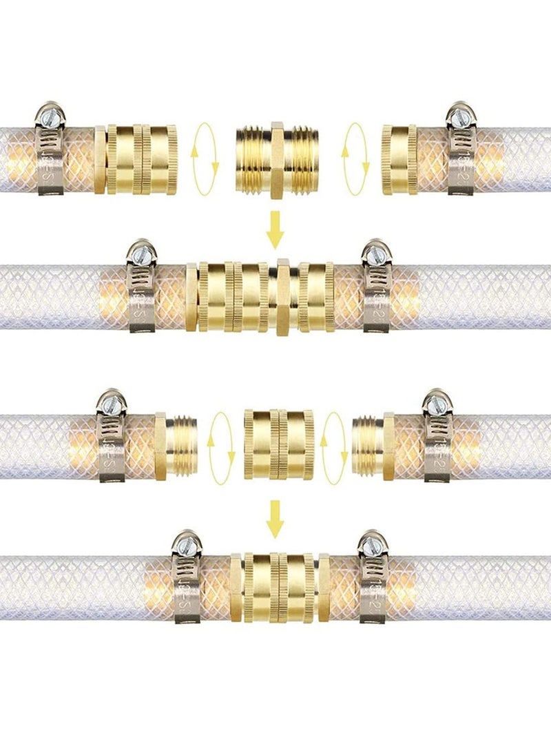 Garden Hose Adapter, 3/4 Inch Solid Brass Hose Connectors Adapters, Male to Male, Female to Female, 4-Pack with Extra 4 Washers
