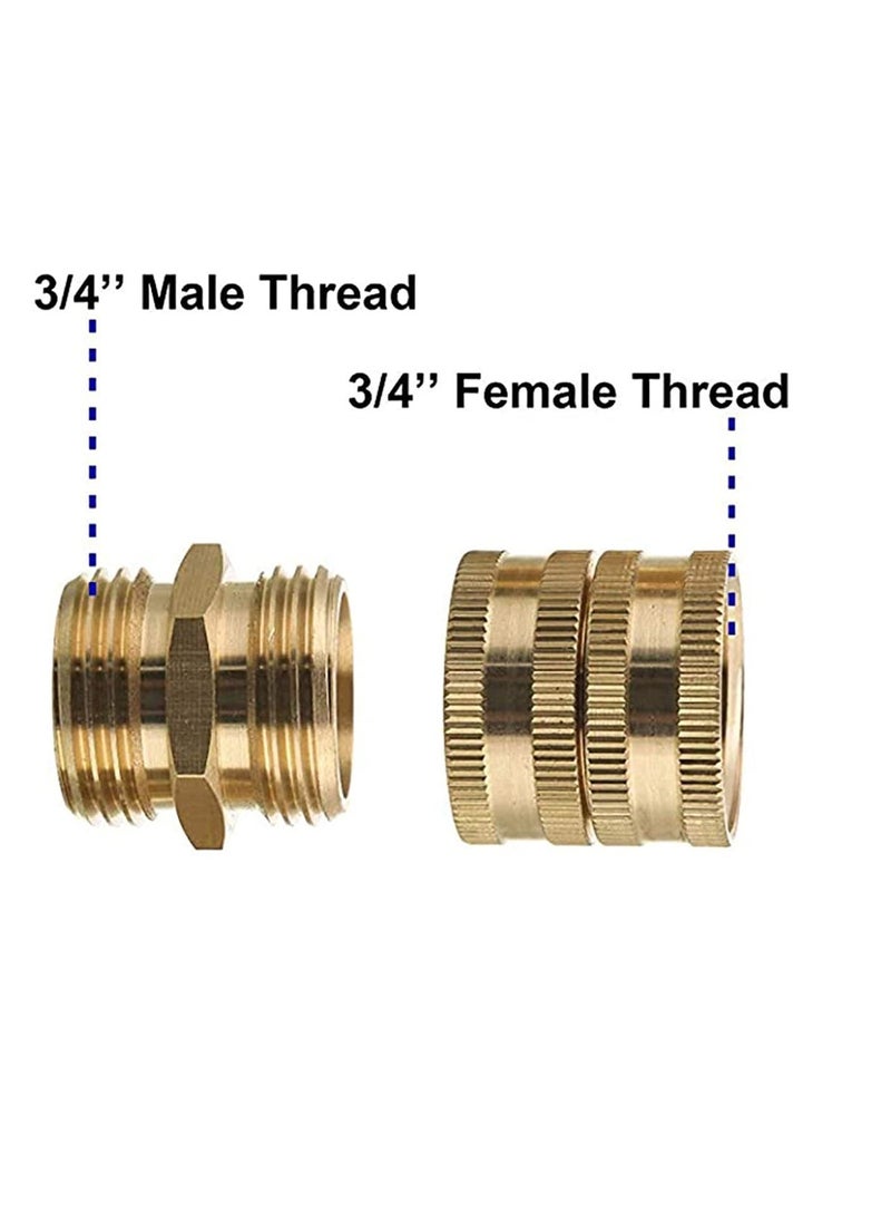 Garden Hose Adapter, 3/4 Inch Solid Brass Hose Connectors Adapters, Male to Male, Female to Female, 4-Pack with Extra 4 Washers
