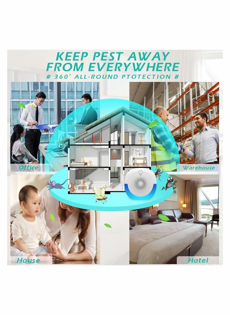 Ultrasonic Pest Repeller 6 Packs Electronic Plug Control Mosquito Indoor for Home Office Bugs Roaches Spiders Flies Mosquitoes Bat Fleas Rodents