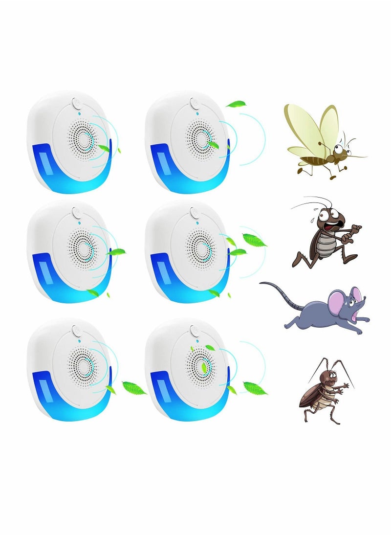 Ultrasonic Pest Repeller 6 Packs Electronic Plug Control Mosquito Indoor for Home Office Bugs Roaches Spiders Flies Mosquitoes Bat Fleas Rodents