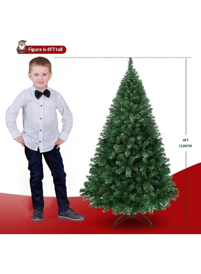 NIBEMINENT Artificial Tree For Holiday Christmas Tree Small 4ft Pine Needles 120CM,300 Full Branches Tips Xmas for Home and Office Small Spaces,Easy Assembly Metal Stand