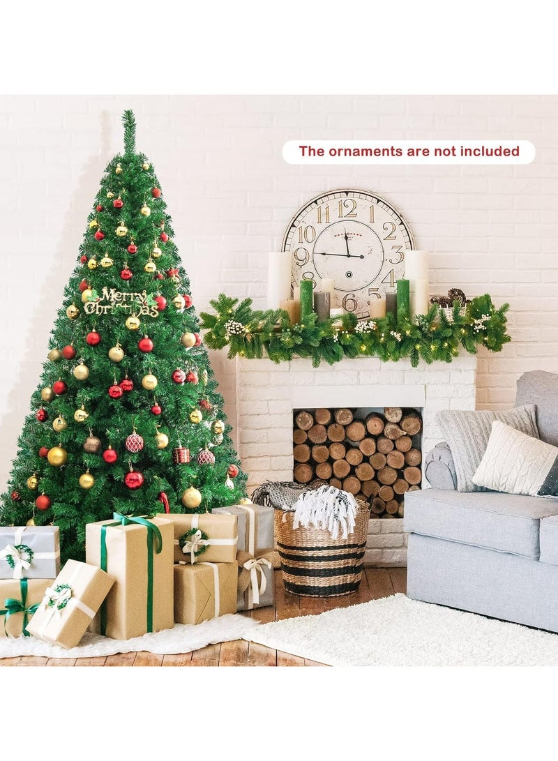 NIBEMINENT Artificial Tree For Holiday Christmas Tree 8ft Real Pine Needles Artificial Christmas Trees with 1432 Full Branches Tips Xmas Tree for Home and Office,Easy Assembly Metal Stand