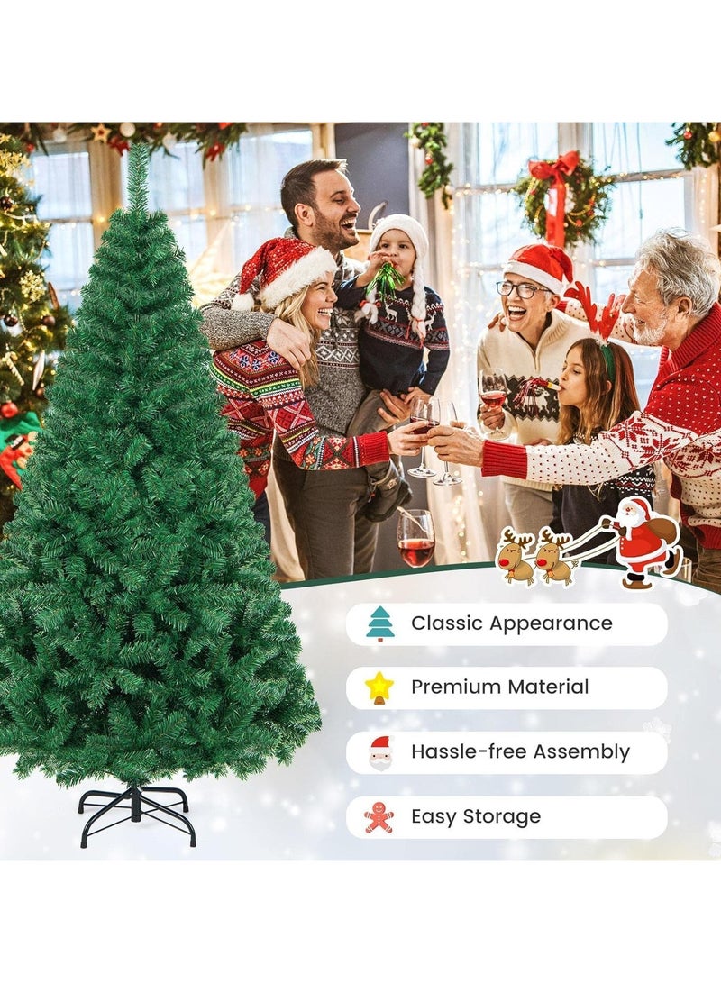 NIBEMINENT Artificial Tree For Holiday Christmas Tree 8ft Real Pine Needles Artificial Christmas Trees with 1432 Full Branches Tips Xmas Tree for Home and Office,Easy Assembly Metal Stand