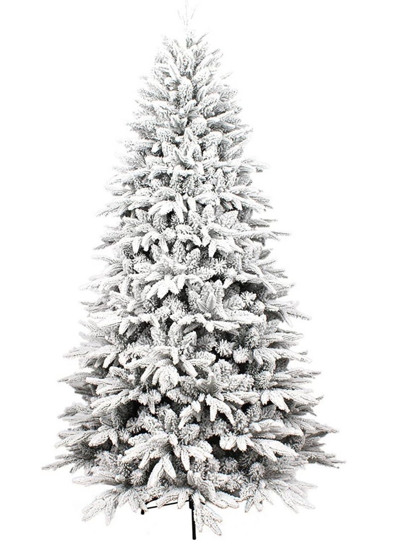 White Christmas Tree Snow 6ft NIBEMINENT Flocked Spruce Snowy Holiday Xmas Tree for Home and Office 180cm Tall with 1100 Full Branches Tips,Easy Assembly,Metal Stand