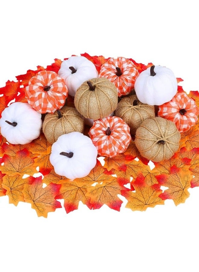 12Pcs Fake Pumpkin Assorted Fake Harvest Pumpkins for Fall Wedding Autumn Thanksgiving Festival Party Decoration Photography Prop