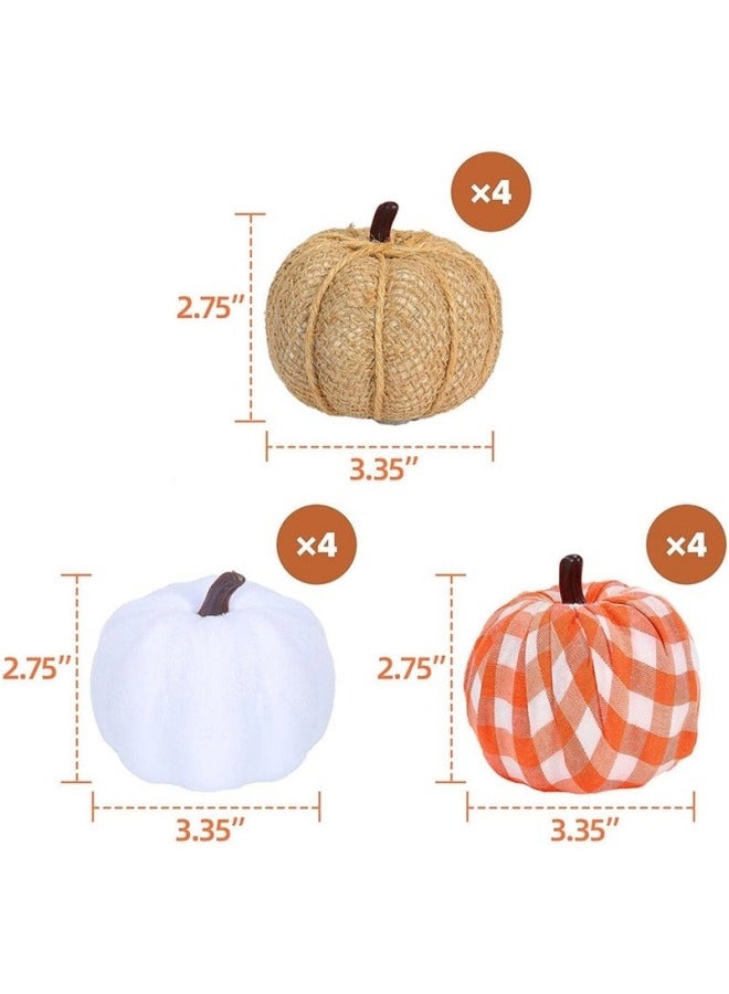 12Pcs Fake Pumpkin Assorted Fake Harvest Pumpkins for Fall Wedding Autumn Thanksgiving Festival Party Decoration Photography Prop