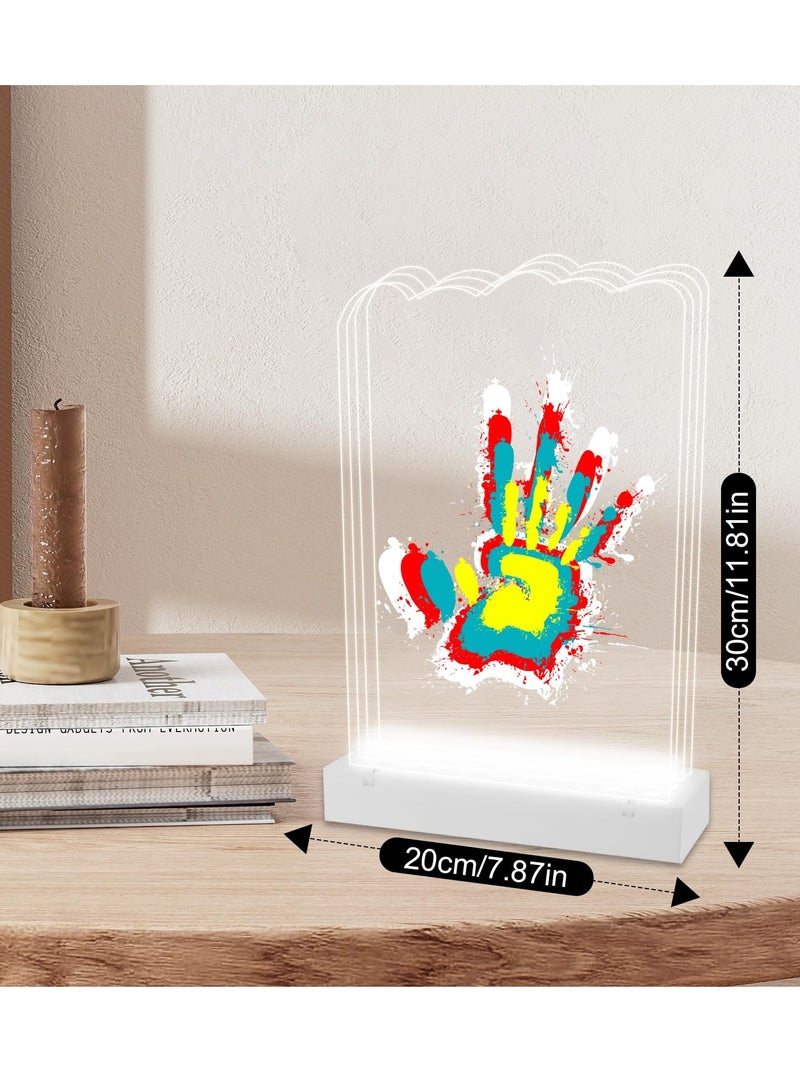 Family Handprint Kit, DIY Craft Keepsake Wooden Frame, Baby Handprint and Footprint Makers Kit, Newborn Keepsake Baby Handprint Kit, New Baby Shower Gifts for Boy & Girl, Non-Toxic Paint