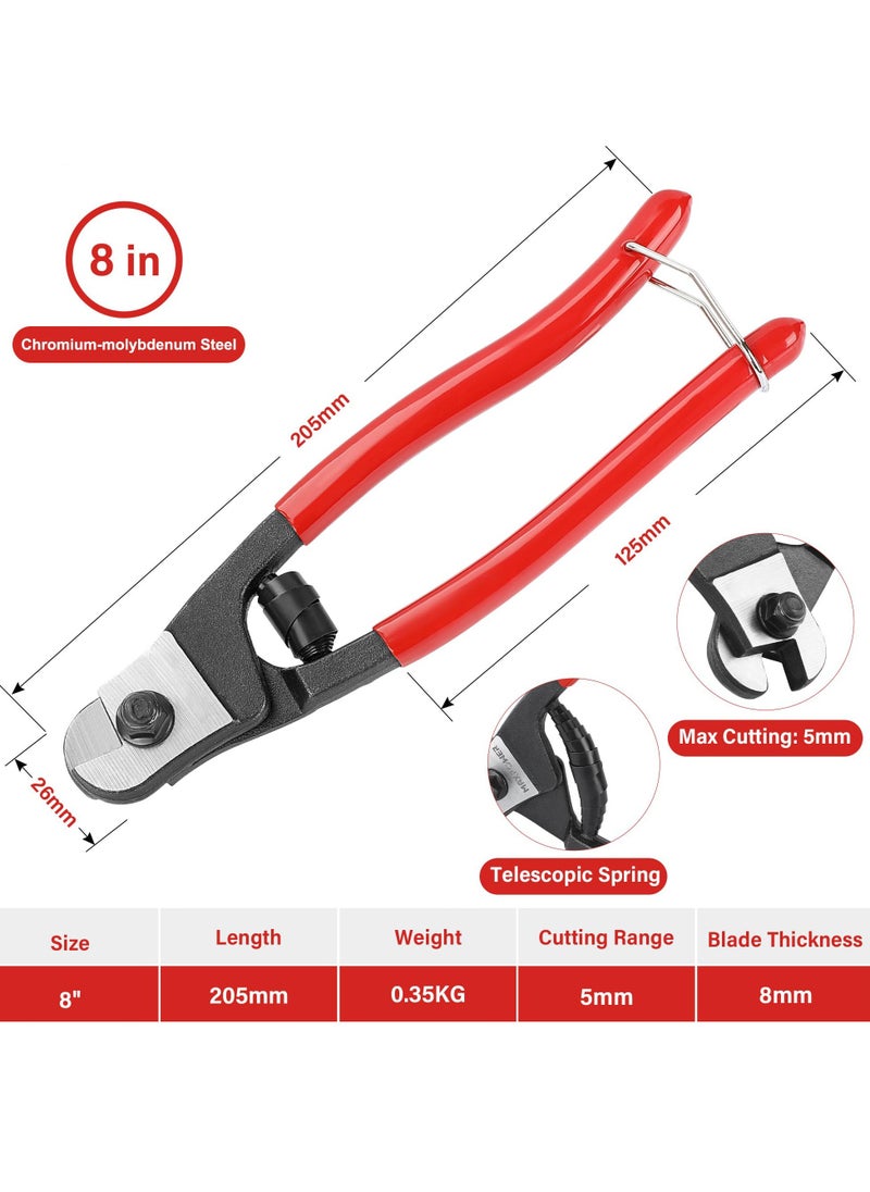 Wire Cutters, 8-Inch Heavy Duty Cable Cutters Steel Wire Rope Up to 13/64