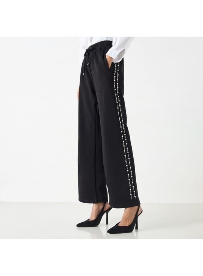 2Xtremz Embellished Mid-Rise Trousers with Drawstring Closure and Pockets