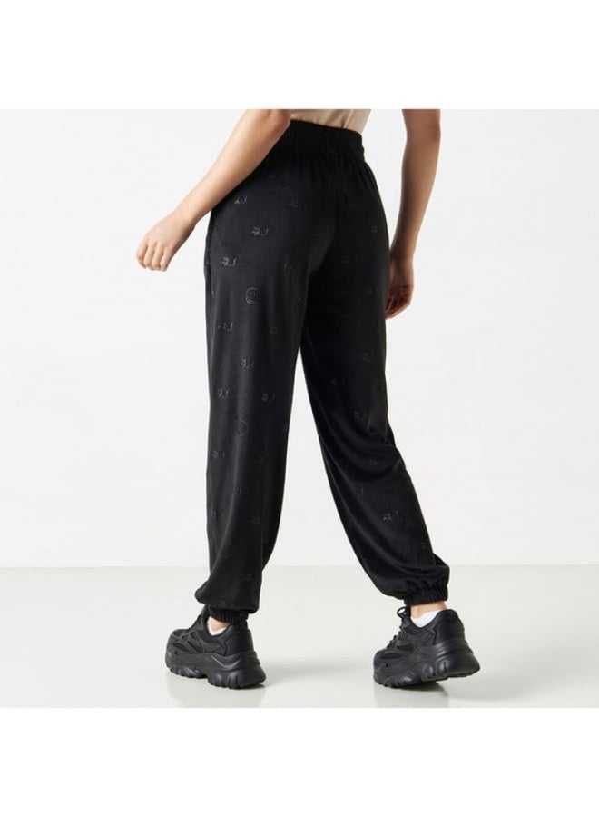 Smiley World Embossed Joggers with Drawstring Closure and Pockets