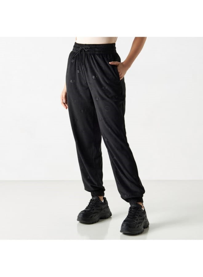 Smiley World Embossed Joggers with Drawstring Closure and Pockets