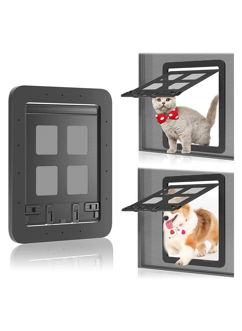 Cat Screen Door Pet Screen Door Dog Door for Screen Door with Magnetic Flap 4 Way Switch Control Access Sturdy and Anti-Falling