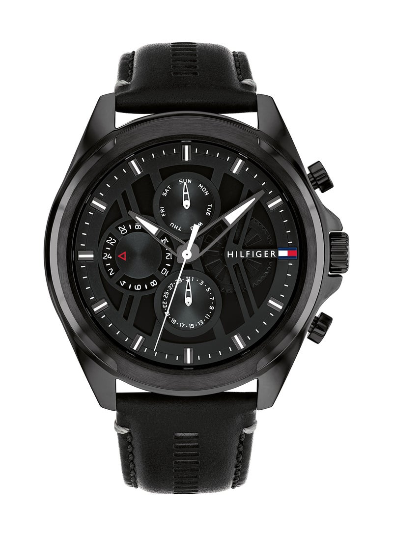 TOMMY HILFIGER ROUND ANALOG MEN'S BLACK CASE WATCH - 1710654